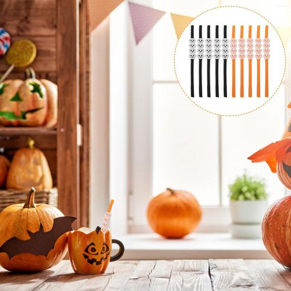 Einwegbecher Strohhalme 10 Stück Halloween DIY Tischdekoration Trinkgetränk Stroh Papier