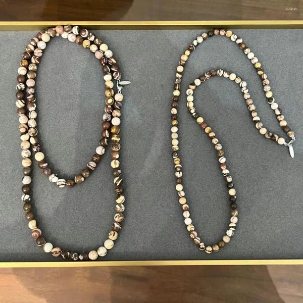 Halsband LONDANY Halskette Zebra Vintage Nischendesign Naturstein Perlen Premium Temperament Lange Pulloverkette