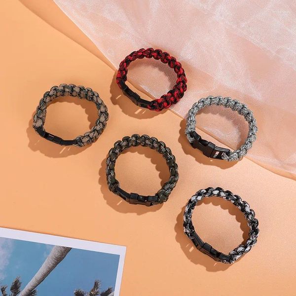 Link pulseiras de sobrevivência paracord pulseira para homens outdor acampamento caminhadas fivela pulseira feminina corda trançada masculino