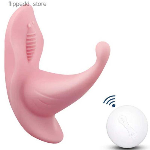 Andere Massageartikel G-Punkt-Klitoris-Vibrator Tragbarer Schmetterlings-Umschnalldildo Sexprodukte Spielzeug für Erwachsene für Frauen Masturbation Vibrieren Kabellos Q231104