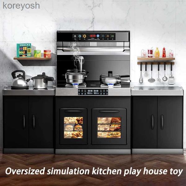 Кухни Play Food Simulation Kitchen Play House Toy Детские роскошные кулинарные игрушки со световыми звуковыми эффектами Спрей Кухонные принадлежности Детский рождественский подарокL231104