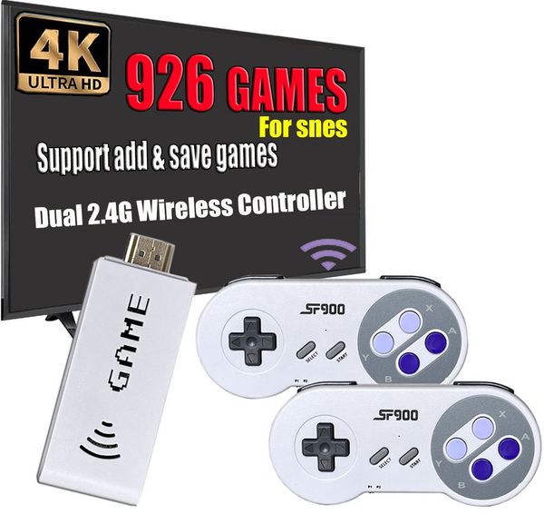 Jogadores de jogos portáteis Console de videogame SF900 integrado em 926 jogos clássicos Console de jogos retrô Controlador sem fio 16 bits HD Game Stick para Snes Nes
