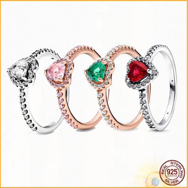 925 Sterling Silver Pandora Anello multicolore Serie moda Anello da donna Regalo di anniversario Gioielli Accessori per gioielli Trasporto all'ingrosso gratuito