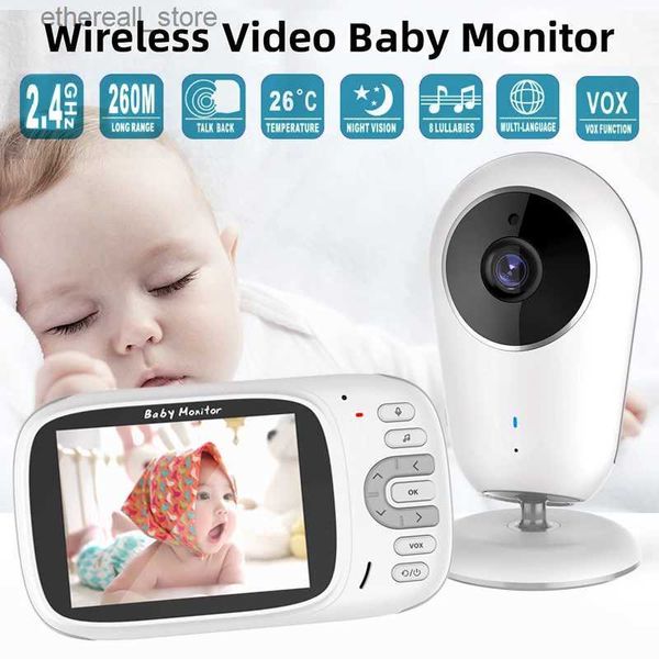 Bebek Monitörler VB609 Kablosuz Bebek Monitörü 3.2 inç Video Babyphone 2 Yolu Ses Gece Görme Kitleri Bebekler Gözetim Güvenlik Kamerası Q231104
