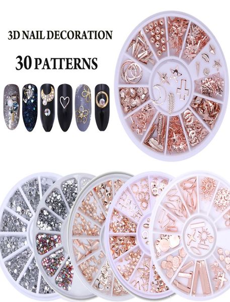 Pedras para arte em unhas, estojo redondo, strass, contas irregulares, manicure para decorações de unhas, cristais de roda, pontas 2631152