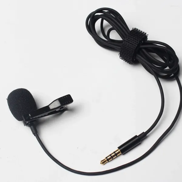 Microfones 3.5mm Jack Microfone 1.5M Cabo Mini Microfone Clip-on Lapela Lavalier para Entrevistas Gravação de Chat de Vídeo