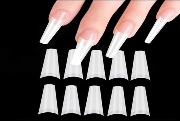 Unhas Falsas 100 Pçs / Saco ClearWhiteNatural Pontas de Prego Francês Longo Bailarina Caixão Meia Capa Falso Arte Acrílica Manicure DIY Tools9709394