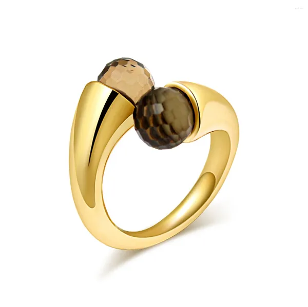 Cluster Ringe Gold Farbe Offener Kugelring Für Frauen Mädchen Mode Koreanische Öffnung Kristall Zirkon Hochzeit Freund Geschenke Schmuck Zubehör