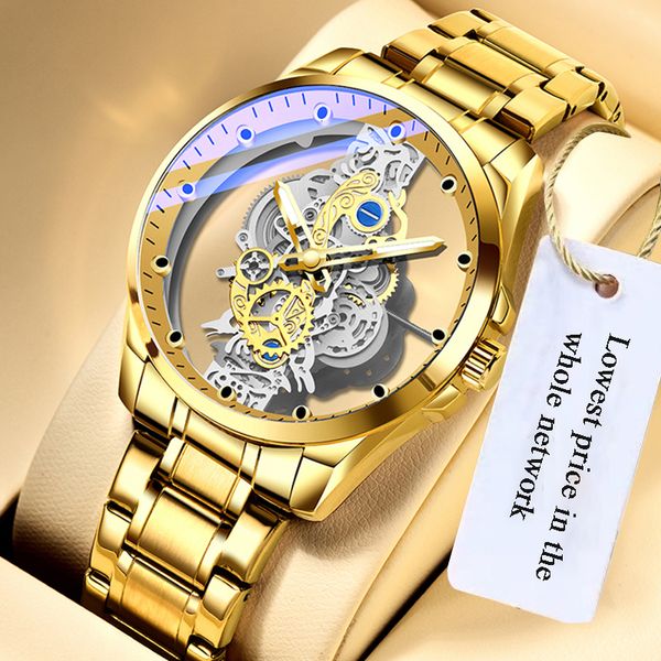 Relógios de pulso masculino relógio esqueleto automático relógio de quartzo ouro esqueleto vintage homem relógio masculino relógios topo marca luxo 230403