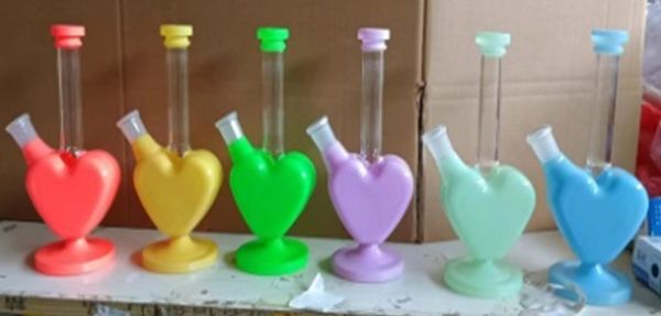 Narghilè in vetro a forma di cuore Bong da 8,6 pollici Tubi dell'acqua Riciclatore Olio Dab Rigs