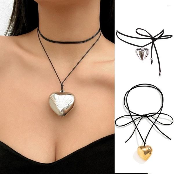 Colares Pingente Doce e Legal Exagerado Grande Amor Ajustável Corrente de Colar Feminino Personalizado Longo Lã Cera Fio Borla Colar