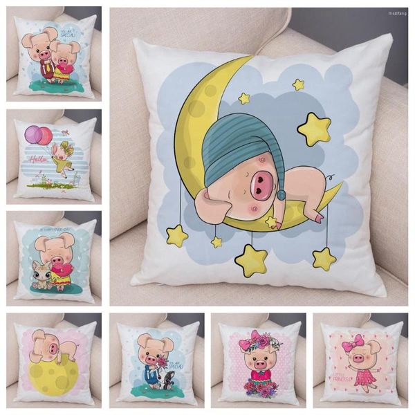 Kissen Nordic Cartoon Haustier Schwein Fall Dekor Niedlichen Tier Kissenbezug Polyester Abdeckung Für Kinderzimmer Sofa Home Auto 45x45cm