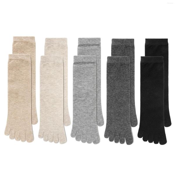 Calzini sportivi Punta unisex Uomo e donna Cinque dita Cotone traspirante Running Tinta unita Nero Bianco Grigio Happy Sock