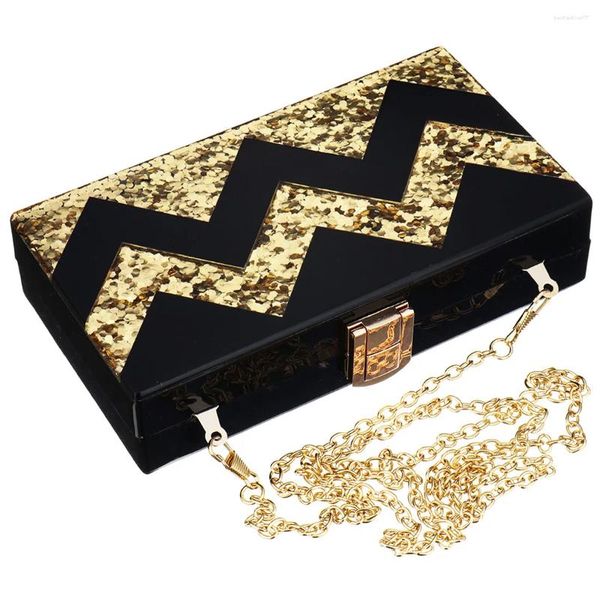 Borse da sera Borsa in scatola acrilica solida Pochette con motivo a onde di lusso con borsa a tracolla per donna alla moda con paillettes geometriche