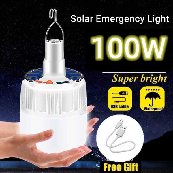 Illuminazione novità lampadina solare accampamento a led solare leggera USB Modalità di illuminazione ricaricabile a 5 modalità lampadina sospesa per interruzione di emergenza esterna esterna P230403