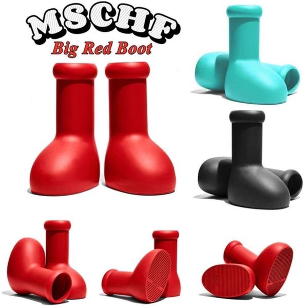 Mschf Rote Stiefel Designer-Regenstiefel Astro Boy Cartoon-Stiefel in echte Mode für Männer und Frauen, Gummi-Kniestiefel mit runder Spitze, süßer Herren- und Damenschuh