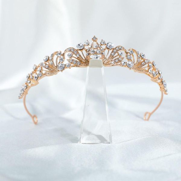 Haarspangen Einfache Diademe und Kronen für die Braut Hochzeit Zubehör Glänzende Strass Stirnbänder Mode Prinzessin Diadem Schmuck Frauen