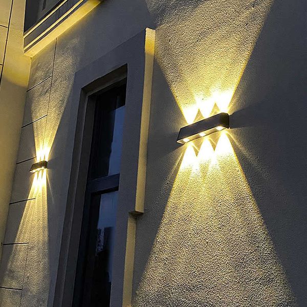 Yenilik Aydınlatma Güneş Led Işıkları Açık Duvar Lambası Bahçe Dekorasyonu Alüminyum Gün batımı Lambası Yukarı ve Aşağı Aydınlatma Duvar Sconce Lambası P230403