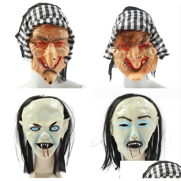 Maschere per feste Halloween Horror Maschera da strega Spaventoso Scialle nero Sile Cosplay Diavolo Consegna a goccia Giardino domestico Forniture festive Dhgu Dhlab