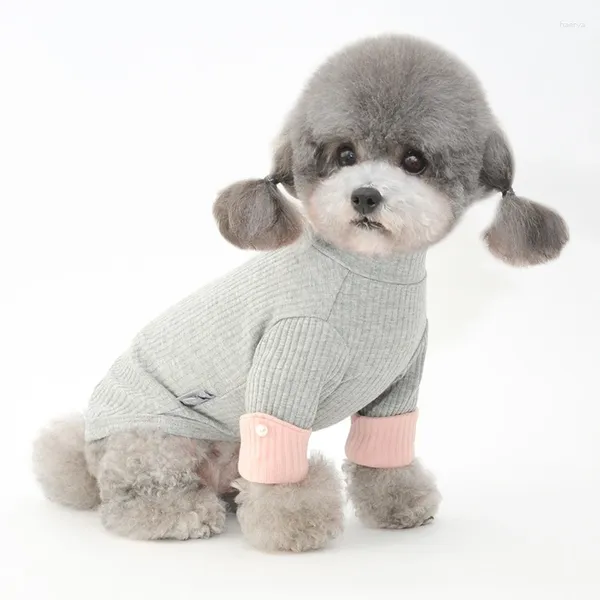 Köpek giyim bahar evcil hayvan giysileri için küçük köpekler evcil hayvan giyim chihuahua inci dekorasyon pamuklu tişört yorumlar pug kostüm yelek S-2xl