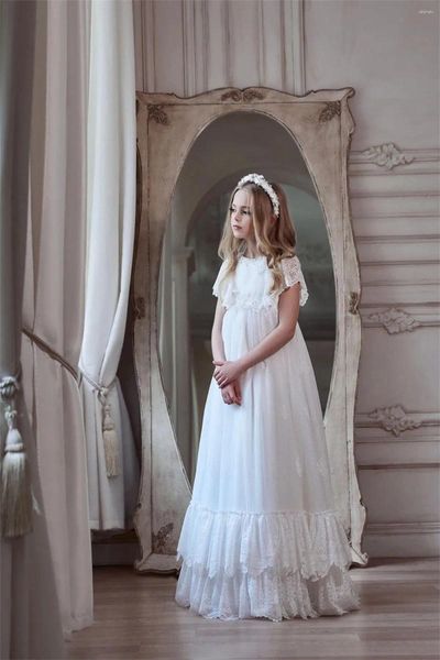 Mädchen Kleider Kurzarm Spitze Gedruckt Prinzessin Blumenkleid Hochzeit Party Schönheitswettbewerb Erstkommunion Traum Kinder Geschenk