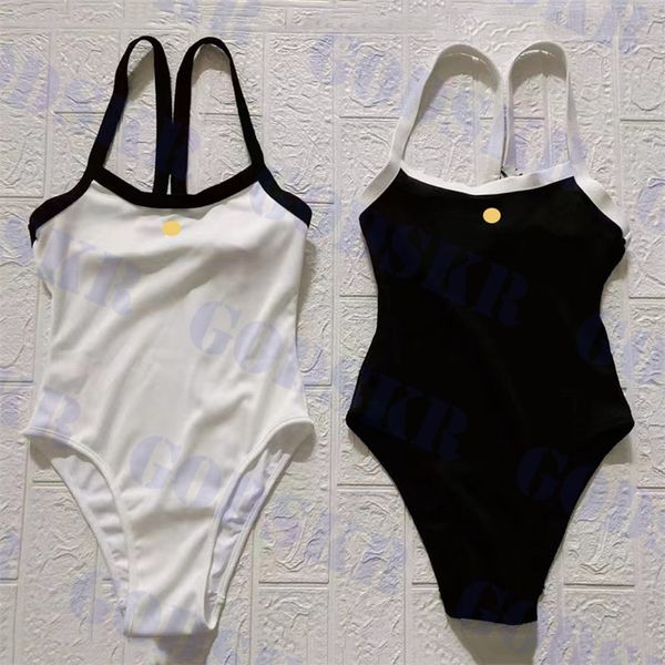 Malha de sling swimshines designer feminino de uma peça de moda de banho de metal de biquíni de melhor qualidade duas cores