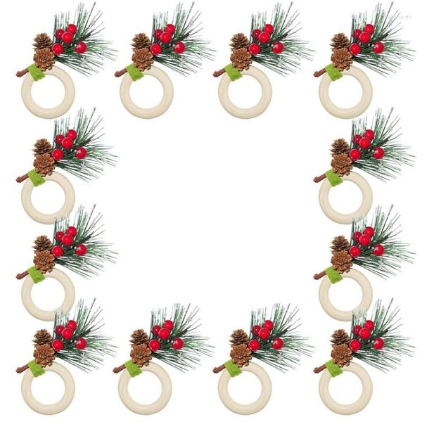 Столовая салфетка рождественские сосновые конусы набор из 12 ягодных и игл со снегом держателями Xmax для украшений