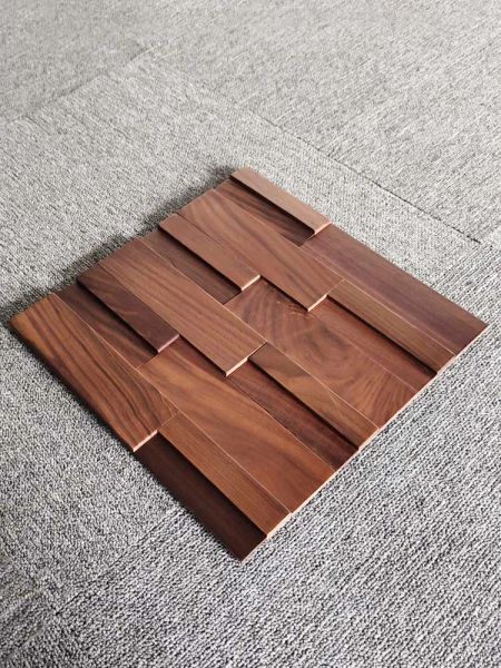 3d estilo americano auto-adesivo natural preto nogueira madeira mosaico telha tamanho 30x30cm arte painel de parede de madeira para decoração de casa/escritório