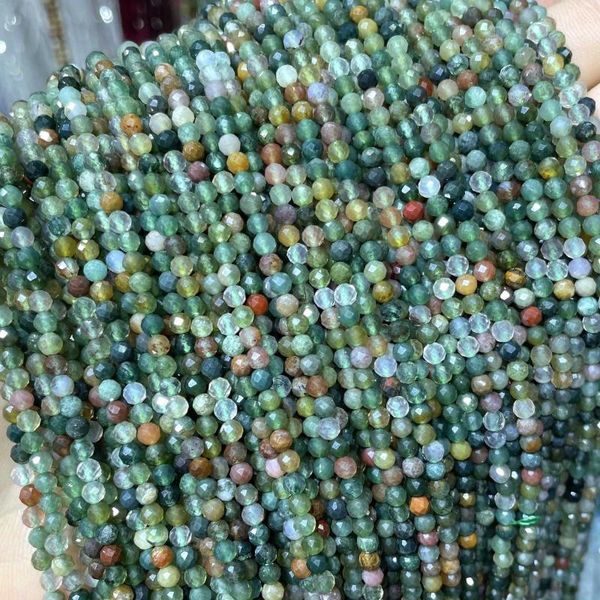 Perle 2 3 4 mm naturale sfaccettate india agate gemma sciolte sciolte pietra per distanza per gioielli che producono orecchini in bracciale fai -da -te accessori