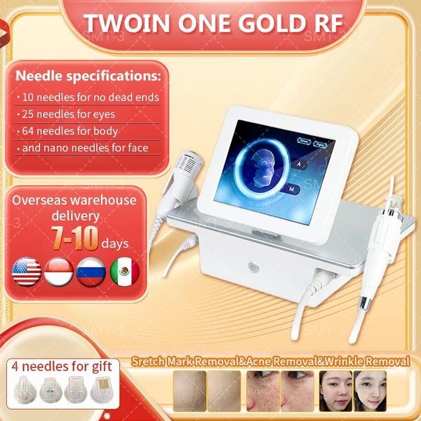 2024 venda quente rf 2 em 1 microagulha fracionária martelo frio marca de estiramento cicatriz acne remover face lifting corpo apertar máquina rf