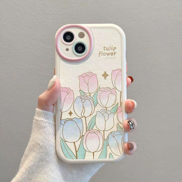 Designer Silicone Case Cartoon Tulip iPhone 14 11 12 13 Pro Max 12 13 Plus X XS Xr Xsmax Fall Protective Case