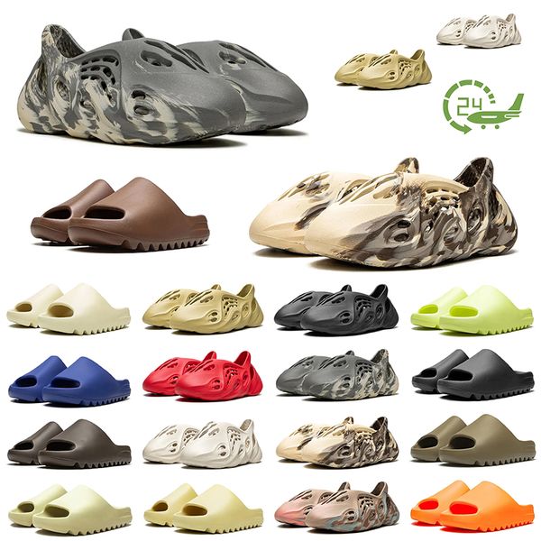 Con scatola Spedizione gratuita uomo donna Slide Glow Sandali grigio sabbia deserto Moon Grey Clay Earth Brown Slides Pantofole firmate in resina ossea Green Glow