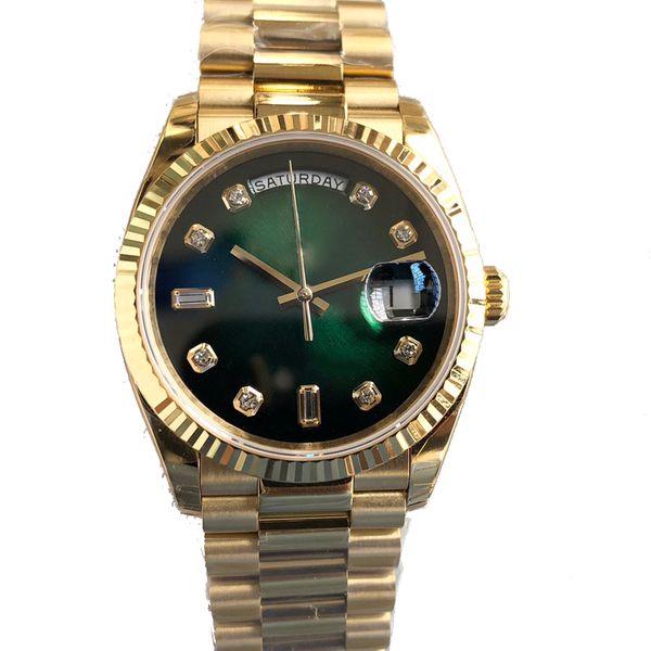 Модные часы мужской недельный день. Дата автоматические часы 40 мм золото 904L нержавеющая сталь складная пряжка водонепроницаемые светящиеся механические наручные часы подарки