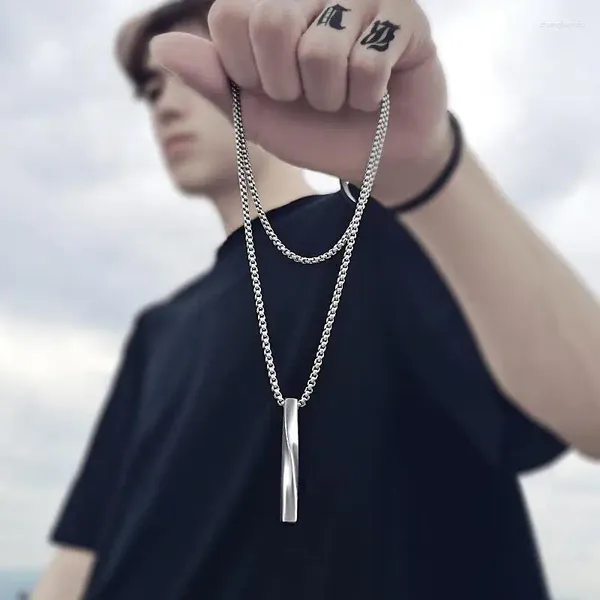 Collane con ciondolo 2023 Goth Fashion Cross Collana lunga da uomo Punk Trendy semplice catena in acciaio inossidabile al titanio regalo di gioielli da uomo