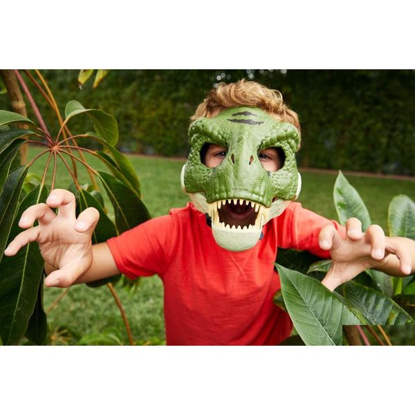 Máscaras de festa Máscaras de festa 17 designs Jurassic World Dinosaur Mask com mandíbula móvel Criativo Halloween Cosplay Horror Raptor Latex Deco 23 Dh4Nb