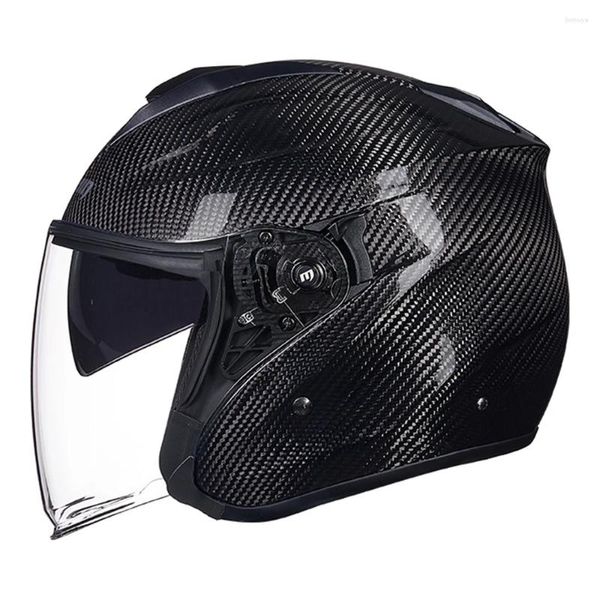 Caschi da moto Casco da corsa a faccia aperta in fibra di carbonio nero 3K Resistente all'usura Protezione traspirante Attrezzatura da motocross anticaduta