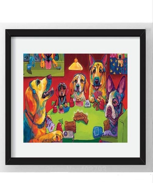 cani che giocano a poker dipinto a mano HD stampa Wall Art Ritratto animale pittura a olio su tela Multi dimensioni personalizzate Frame5825561