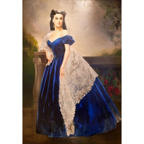 Классическое холст рисовать картину портрет Скарлетт О хара в синем платье масла ручной работы красивая леди искусство декор гостиной