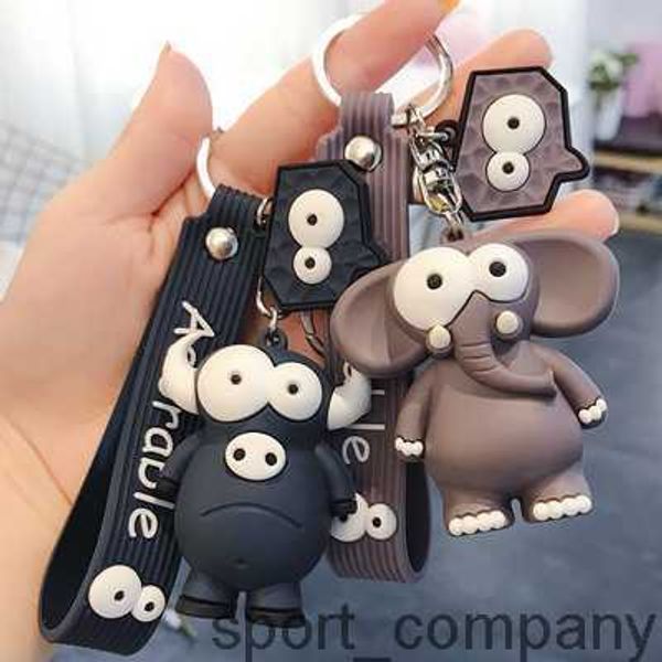 Cartoon Animal Key Chain PVC Elephant Cow Funny Toy Keychain Cart Ring Holder Party Birthday Gifts for Children Charms Bag