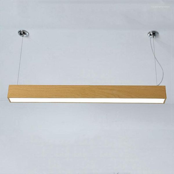 Lampade a sospensione (60CM) Finta venatura del legno Striscia LED Lampada a sospensione per ufficio Camera da letto Studio Illuminazione per interni Ufficio/centro commerciale/progetto EL