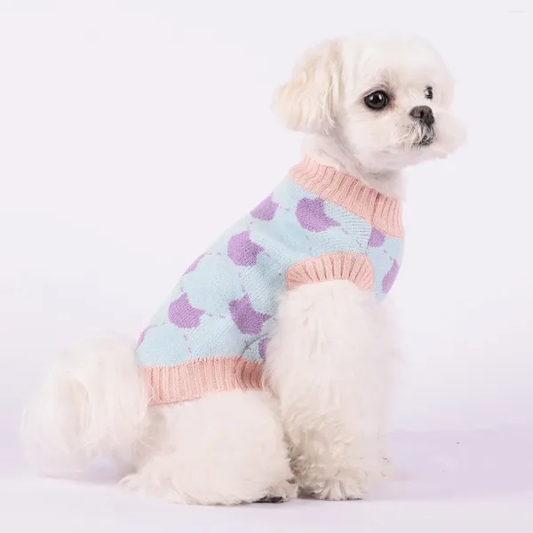 Abbigliamento per cani Vestiti per tutte le stagioni Maglione Maglieria ricamata in cotone Simpatico gatto Cucciolo alla moda