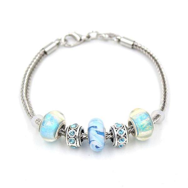 Tutto il nuovo arrivo gioielli fai da te catena di grano luce blu Aqua murano braccialetti di perline di vetro di Murano per le donne regalo Bijoux Pulser3098