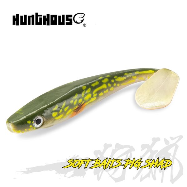 Iscas iscas Hunthouse Pike pescando porco shad 120mm150mm20cm 50g de impressão de impressão de remo de cauda shad sopa de silicone leurre natural almiscarado 230403