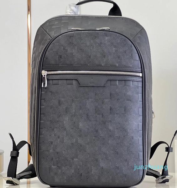 Men mochila em relevo, designer de couro masculino mochilas Padrão de xadrez Saco de sacolas de luxo para laptop bolsas de bagagem de bagagem de viagem 994
