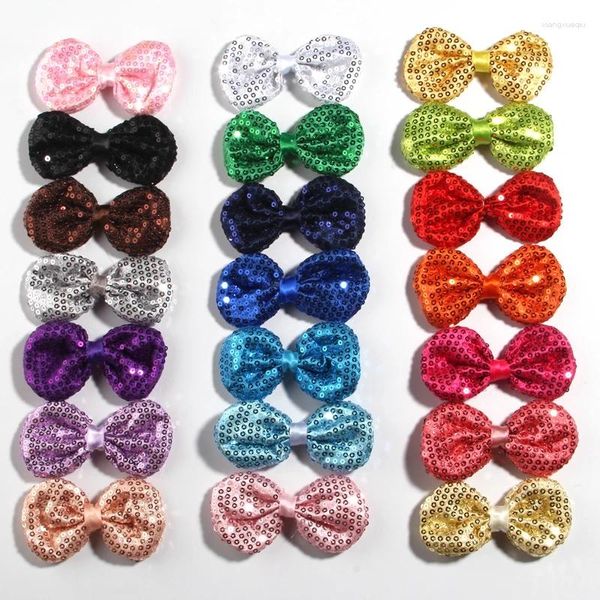 Haarschmuck, 50 Stück, 9 cm, 3,5 Zoll, glänzende Paillettenschleife für Perlenapplikationen, DIY Boutique-Bowknot-Stirnbänder