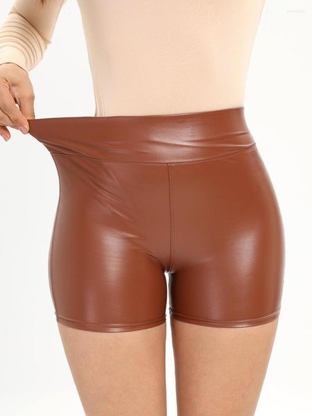 Damen Shorts Flexibel Club PU Leder Hohe Taille Sexy Disco Hose Biker Große Größe 4XL 5XL Tanz