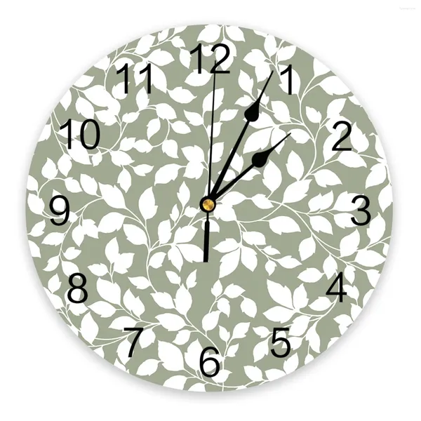 Relógios de parede grama verde folha videira textura relógio silencioso digital para casa quarto cozinha sala estar decoração