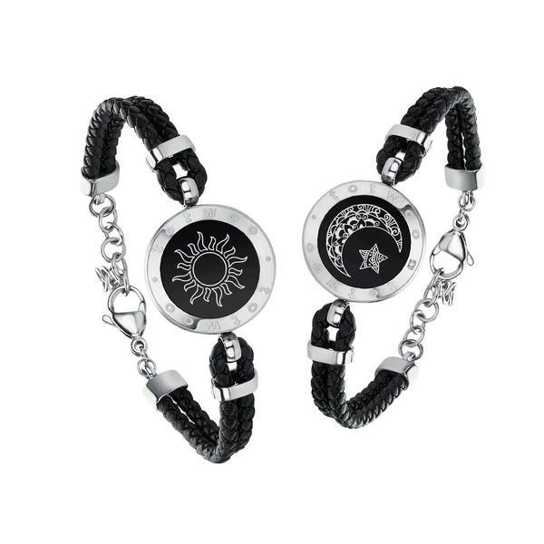 Totwoo pulseira de toque de longa distância, pulseira vibratória para casais, presentes de relacionamento de longa distância, pulseira inteligente de amor sunmoon