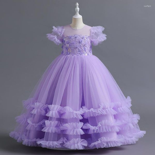 Mädchenkleider EACHIN Mädchen Mesh Prinzessin Teenager Elegantes Ballkleid Kinder Blütenblatt Ärmel Party Kleidung Tüllkleid für Kinder