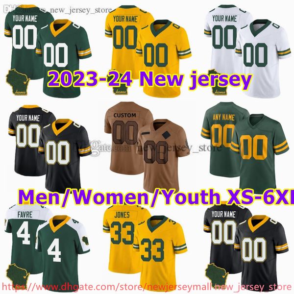 Benutzerdefinierte S-6XL DIY Fußball Jersey genäht 12 AaronRodgers 2 MasonCrosby 69 DavidBakhtiari 33 AaronJones 26 DarnellSavage Jr. 18 RandallCobb 4 BrettFavre Trikots